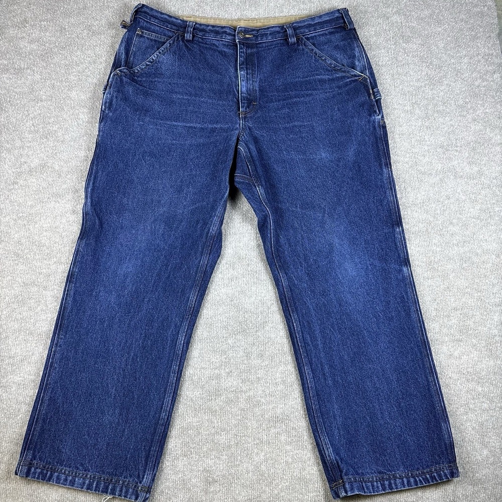 Duluth Trading Carpenter Jeans Mens 40x30 Blue Denim Work Pants Relaxed 5 Pocket